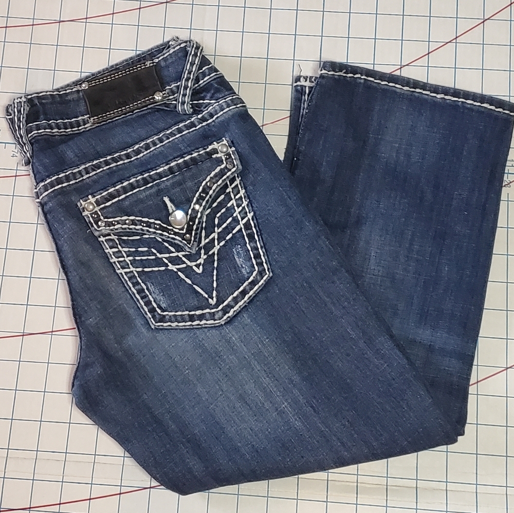 Vigoss The New York Capri Women's Size 5/6 Jean 30x22.5 Thick Stitch Flap Pocket